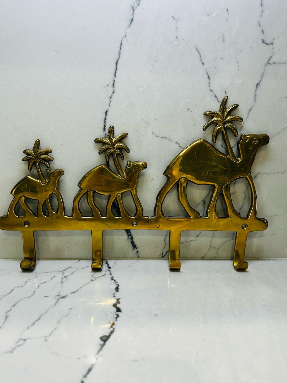 Brass Camel Wall Hook Rack - Gold Decorative Hooks